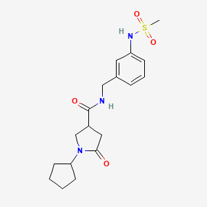 molecular formula C18H25N3O4S B7502427 1-cyclopentyl-N-[[3-(methanesulfonamido)phenyl]methyl]-5-oxopyrrolidine-3-carboxamide 