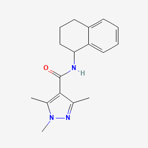 molecular formula C17H21N3O B7502484 1,3,5-trimethyl-N-(1,2,3,4-tetrahydronaphthalen-1-yl)pyrazole-4-carboxamide 