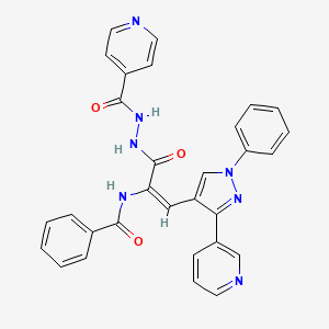 N-{(1E)-3-oxo-1-[1-phenyl-3-(pyridin-3-yl)-1H-pyrazol-4-yl]-3-[2-(pyridin-4-ylcarbonyl)hydrazinyl]prop-1-en-2-yl}benzamide