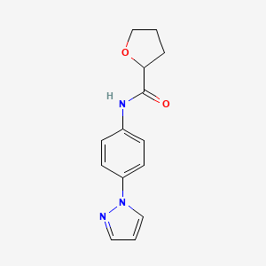 molecular formula C14H15N3O2 B7502590 N-(4-pyrazol-1-ylphenyl)oxolane-2-carboxamide 