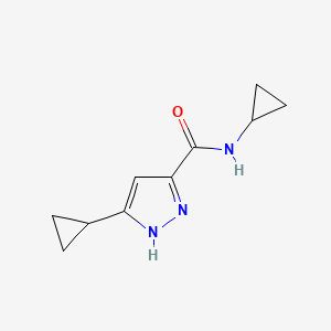 molecular formula C10H13N3O B7502722 N,5-dicyclopropyl-1H-pyrazole-3-carboxamide 