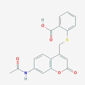 2-[(7-Acetamido-2-oxochromen-4-yl)methylsulfanyl]benzoic acid