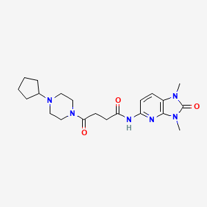 molecular formula C21H30N6O3 B7503410 4-(4-cyclopentylpiperazin-1-yl)-N-(1,3-dimethyl-2-oxoimidazo[4,5-b]pyridin-5-yl)-4-oxobutanamide 