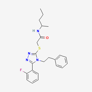 2-[[5-(2-fluorophenyl)-4-(2-phenylethyl)-1,2,4-triazol-3-yl]sulfanyl]-N-pentan-2-ylacetamide