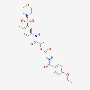 molecular formula C25H31N3O8S B7504022 [1-(4-Methyl-3-morpholin-4-ylsulfonylanilino)-1-oxopropan-2-yl] 2-[(4-ethoxybenzoyl)amino]acetate 