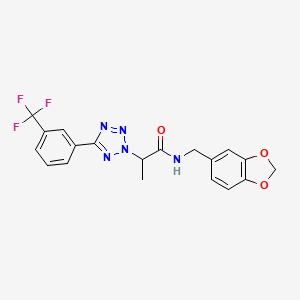 molecular formula C19H16F3N5O3 B7504190 N-(1,3-benzodioxol-5-ylmethyl)-2-[5-[3-(trifluoromethyl)phenyl]tetrazol-2-yl]propanamide 