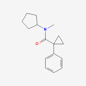 molecular formula C16H21NO B7504349 N-cyclopentyl-N-methyl-1-phenylcyclopropane-1-carboxamide 