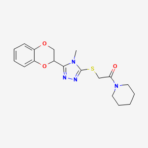 2-[[5-(2,3-Dihydro-1,4-benzodioxin-3-yl)-4-methyl-1,2,4-triazol-3-yl]sulfanyl]-1-piperidin-1-ylethanone