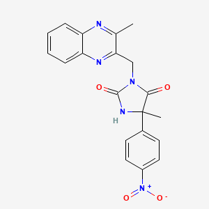 molecular formula C20H17N5O4 B7504645 5-Methyl-3-[(3-methylquinoxalin-2-yl)methyl]-5-(4-nitrophenyl)imidazolidine-2,4-dione 