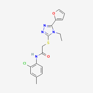 molecular formula C17H17ClN4O2S B7504688 N-(2-chloro-4-methylphenyl)-2-[[4-ethyl-5-(furan-2-yl)-1,2,4-triazol-3-yl]sulfanyl]acetamide 