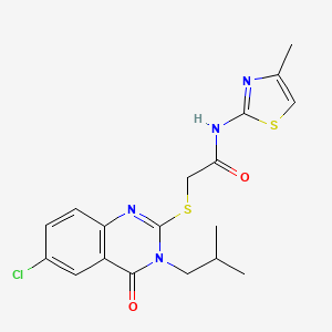 2-[6-chloro-3-(2-methylpropyl)-4-oxoquinazolin-2-yl]sulfanyl-N-(4-methyl-1,3-thiazol-2-yl)acetamide