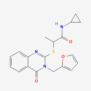 molecular formula C19H19N3O3S B7504913 N-cyclopropyl-2-[3-(furan-2-ylmethyl)-4-oxoquinazolin-2-yl]sulfanylpropanamide 