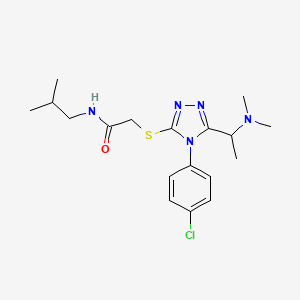 molecular formula C18H26ClN5OS B7504991 2-[[4-(4-chlorophenyl)-5-[1-(dimethylamino)ethyl]-1,2,4-triazol-3-yl]sulfanyl]-N-(2-methylpropyl)acetamide 