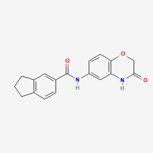molecular formula C18H16N2O3 B7505025 N-(3-oxo-4H-1,4-benzoxazin-6-yl)-2,3-dihydro-1H-indene-5-carboxamide 