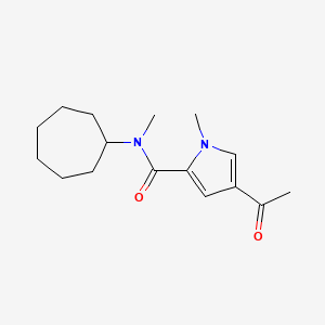 molecular formula C16H24N2O2 B7505051 4-acetyl-N-cycloheptyl-N,1-dimethylpyrrole-2-carboxamide 