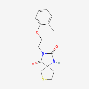 molecular formula C15H18N2O3S B7505082 3-[2-(2-Methylphenoxy)ethyl]-7-thia-1,3-diazaspiro[4.4]nonane-2,4-dione 