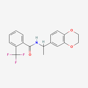 molecular formula C18H16F3NO3 B7505104 N-[1-(2,3-dihydro-1,4-benzodioxin-6-yl)ethyl]-2-(trifluoromethyl)benzamide 