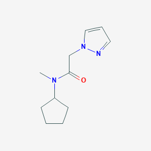 molecular formula C11H17N3O B7505132 N-cyclopentyl-N-methyl-2-pyrazol-1-ylacetamide 