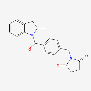 molecular formula C21H20N2O3 B7505139 1-[[4-(2-Methyl-2,3-dihydroindole-1-carbonyl)phenyl]methyl]pyrrolidine-2,5-dione 