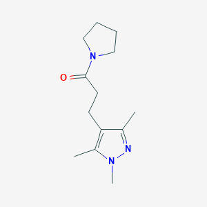 molecular formula C13H21N3O B7505155 1-Pyrrolidin-1-yl-3-(1,3,5-trimethylpyrazol-4-yl)propan-1-one 