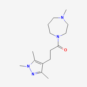 molecular formula C15H26N4O B7505180 1-(4-Methyl-1,4-diazepan-1-yl)-3-(1,3,5-trimethylpyrazol-4-yl)propan-1-one 