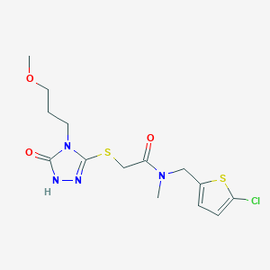 molecular formula C14H19ClN4O3S2 B7505182 N-[(5-chlorothiophen-2-yl)methyl]-2-[[4-(3-methoxypropyl)-5-oxo-1H-1,2,4-triazol-3-yl]sulfanyl]-N-methylacetamide 