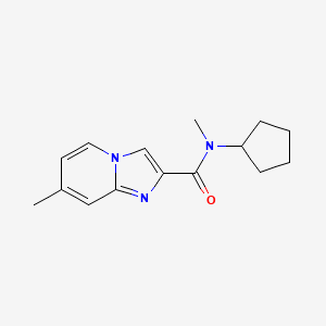 molecular formula C15H19N3O B7505187 N-cyclopentyl-N,7-dimethylimidazo[1,2-a]pyridine-2-carboxamide 