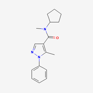 molecular formula C17H21N3O B7505229 N-cyclopentyl-N,5-dimethyl-1-phenylpyrazole-4-carboxamide 