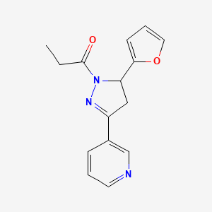 molecular formula C15H15N3O2 B7505253 1-[3-(Furan-2-yl)-5-pyridin-3-yl-3,4-dihydropyrazol-2-yl]propan-1-one 