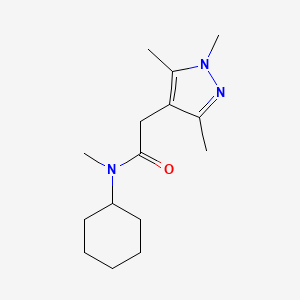 molecular formula C15H25N3O B7505272 N-cyclohexyl-N-methyl-2-(1,3,5-trimethylpyrazol-4-yl)acetamide 