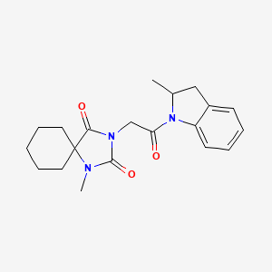 molecular formula C20H25N3O3 B7505277 1-Methyl-3-[2-(2-methyl-2,3-dihydroindol-1-yl)-2-oxoethyl]-1,3-diazaspiro[4.5]decane-2,4-dione 