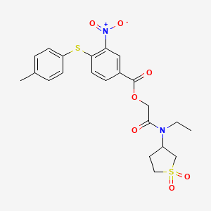 molecular formula C22H24N2O7S2 B7505300 [2-[(1,1-Dioxothiolan-3-yl)-ethylamino]-2-oxoethyl] 4-(4-methylphenyl)sulfanyl-3-nitrobenzoate 