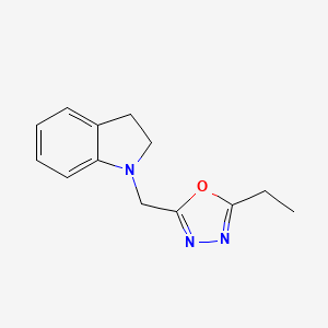 molecular formula C13H15N3O B7505309 2-(2,3-Dihydroindol-1-ylmethyl)-5-ethyl-1,3,4-oxadiazole 