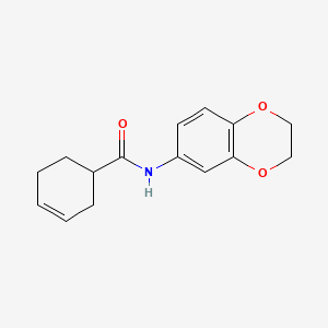 molecular formula C15H17NO3 B7505376 N-(2,3-dihydro-1,4-benzodioxin-6-yl)cyclohex-3-ene-1-carboxamide 