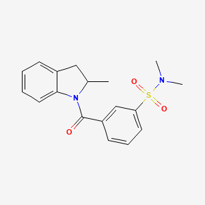 molecular formula C18H20N2O3S B7505402 N,N-dimethyl-3-(2-methyl-2,3-dihydroindole-1-carbonyl)benzenesulfonamide 