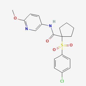 molecular formula C18H19ClN2O4S B7505415 1-(4-chlorophenyl)sulfonyl-N-(6-methoxypyridin-3-yl)cyclopentane-1-carboxamide 
