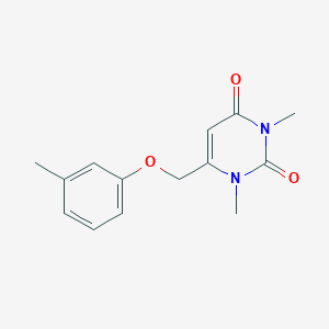 molecular formula C14H16N2O3 B7505421 1,3-Dimethyl-6-[(3-methylphenoxy)methyl]pyrimidine-2,4-dione 