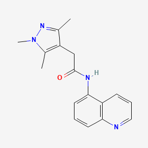 molecular formula C17H18N4O B7505468 N-quinolin-5-yl-2-(1,3,5-trimethylpyrazol-4-yl)acetamide 