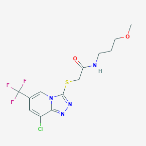 molecular formula C13H14ClF3N4O2S B7505507 2-[[8-chloro-6-(trifluoromethyl)-[1,2,4]triazolo[4,3-a]pyridin-3-yl]sulfanyl]-N-(3-methoxypropyl)acetamide 