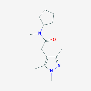 molecular formula C14H23N3O B7505522 N-cyclopentyl-N-methyl-2-(1,3,5-trimethylpyrazol-4-yl)acetamide 