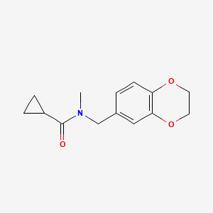 molecular formula C14H17NO3 B7505580 N-(2,3-dihydro-1,4-benzodioxin-6-ylmethyl)-N-methylcyclopropanecarboxamide 