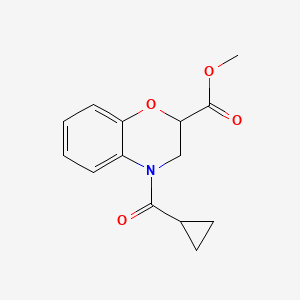 molecular formula C14H15NO4 B7505685 Methyl 4-(cyclopropanecarbonyl)-2,3-dihydro-1,4-benzoxazine-2-carboxylate 