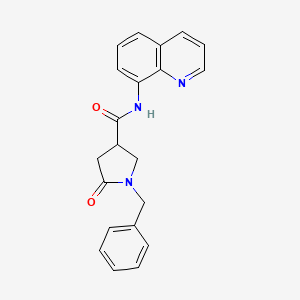 molecular formula C21H19N3O2 B7505690 1-benzyl-5-oxo-N-quinolin-8-ylpyrrolidine-3-carboxamide 