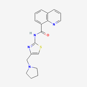 molecular formula C18H18N4OS B7505697 N-[4-(pyrrolidin-1-ylmethyl)-1,3-thiazol-2-yl]quinoline-8-carboxamide 