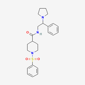 1-(benzenesulfonyl)-N-(2-phenyl-2-pyrrolidin-1-ylethyl)piperidine-4-carboxamide