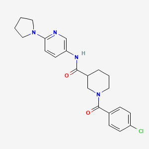 molecular formula C22H25ClN4O2 B7505976 1-(4-chlorobenzoyl)-N-(6-pyrrolidin-1-ylpyridin-3-yl)piperidine-3-carboxamide 