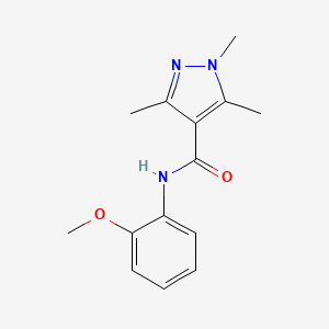 molecular formula C14H17N3O2 B7506011 N-(2-Methoxyphenyl)-1,3,5-trimethyl-1H-pyrazole-4-carboxamide 