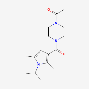 molecular formula C16H25N3O2 B7506026 1-[4-(2,5-Dimethyl-1-propan-2-ylpyrrole-3-carbonyl)piperazin-1-yl]ethanone 