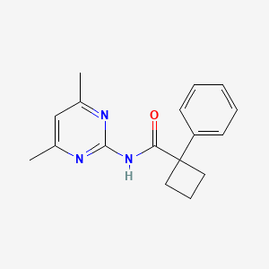 molecular formula C17H19N3O B7506101 N-(4,6-dimethylpyrimidin-2-yl)-1-phenylcyclobutane-1-carboxamide 