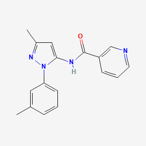molecular formula C17H16N4O B7506142 N-[5-methyl-2-(3-methylphenyl)pyrazol-3-yl]pyridine-3-carboxamide 